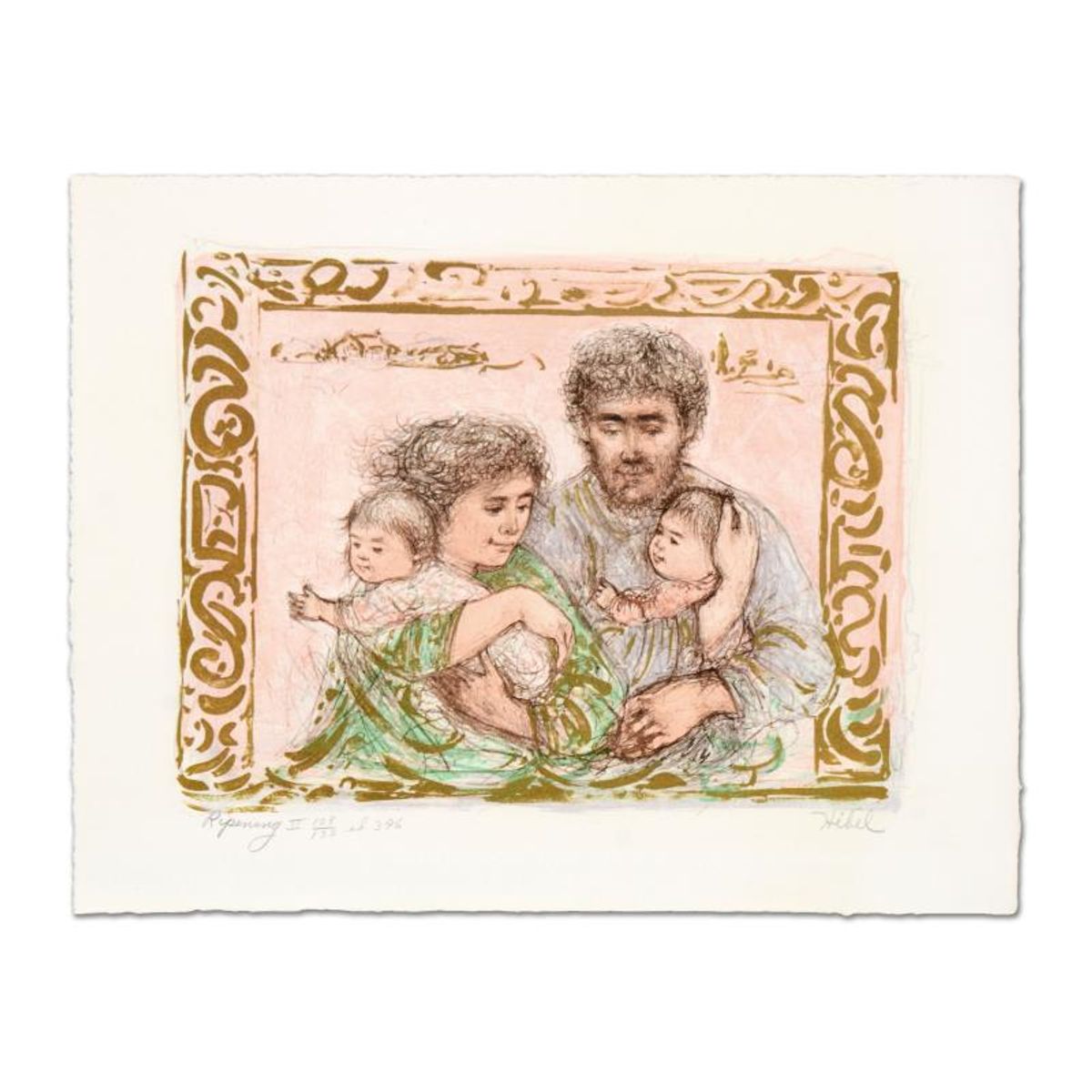 Edna Hibel (1917-2014), "The Family Suite Edition II" 4-Piece Limited Edition Lithograph Suite, Numbered and Hand Signed with Certificate of Authenticity.