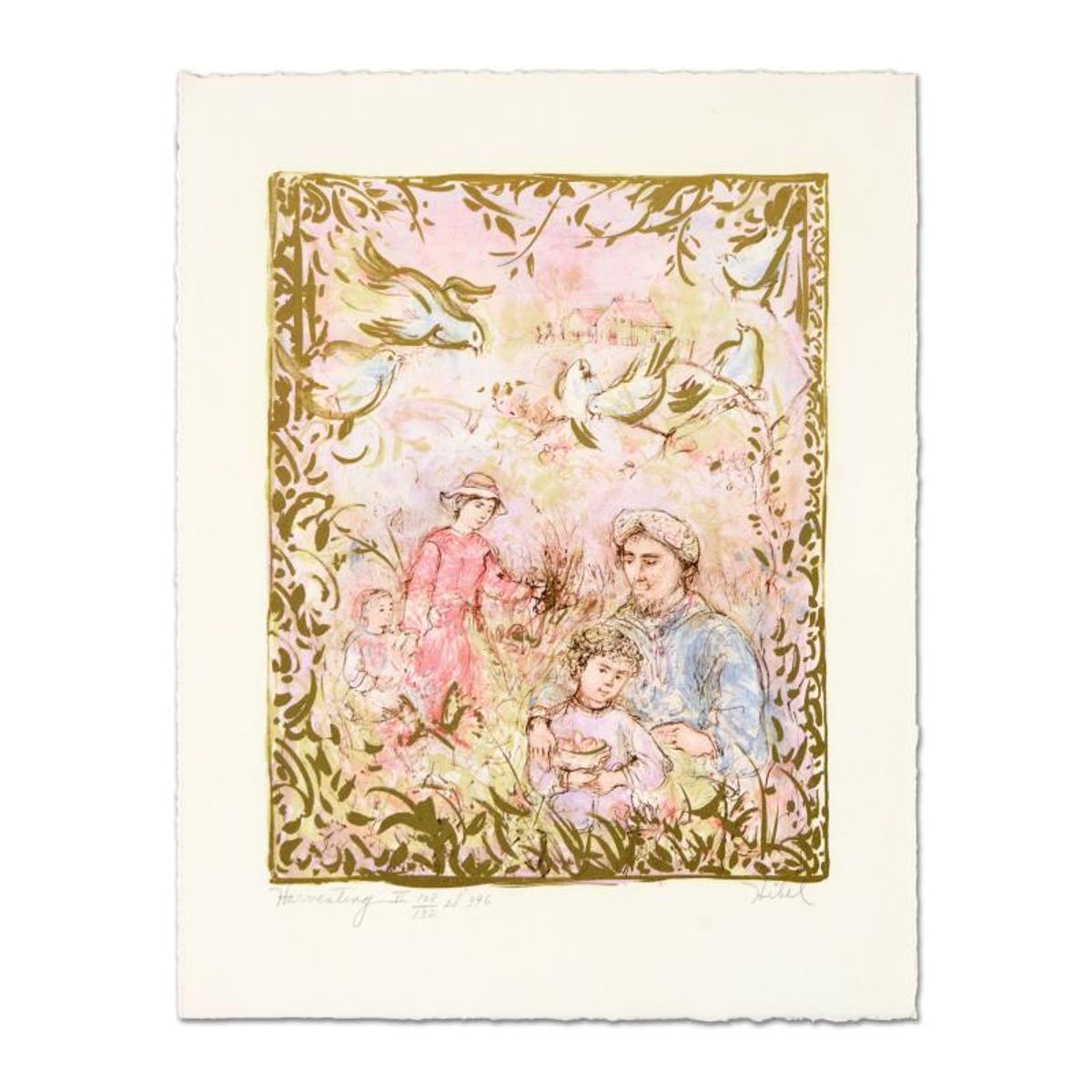 Edna Hibel (1917-2014), "The Family Suite Edition II" 4-Piece Limited Edition Lithograph Suite, Numbered and Hand Signed with Certificate of Authenticity.