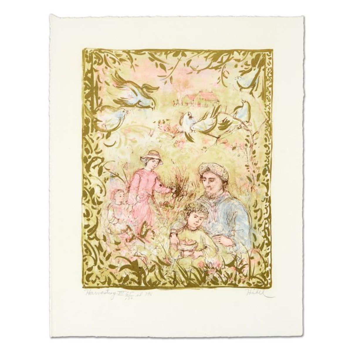 Edna Hibel (1917-2014), "The Family Suite Edition III" 4-Piece Limited Edition Lithograph Suite, Numbered and Hand Signed with Certificate of Authenticity.