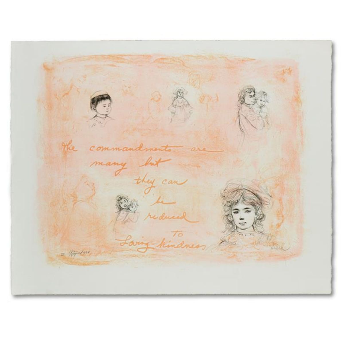 Edna Hibel (1917-2014), "Through the Generations" Limited Edition Lithograph, Numbered and Hand Signed with Letter of Authenticity.