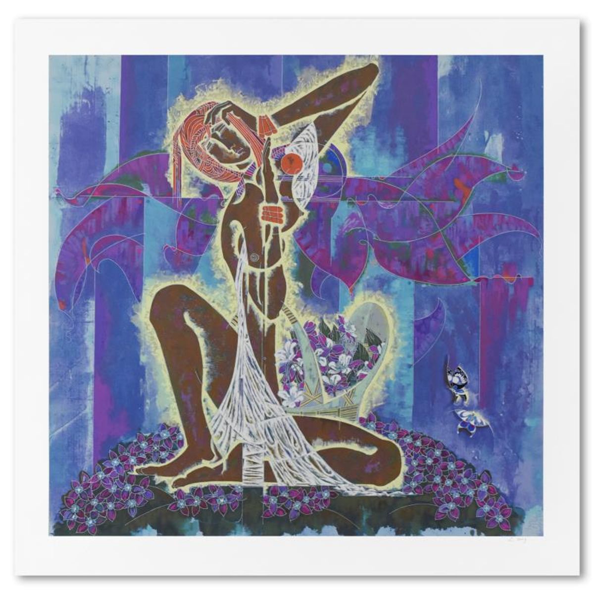 Lu Hong, "Wild Flowers" Limited Edition Serigraph, Numbered and Hand Signed with Letter of Authenticity
