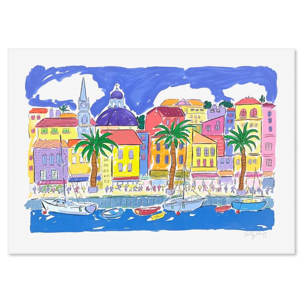 Sally Huss, "Boats" Limited Edition Printer's Proof Serigraph, Hand Signed with Letter of Authenticity