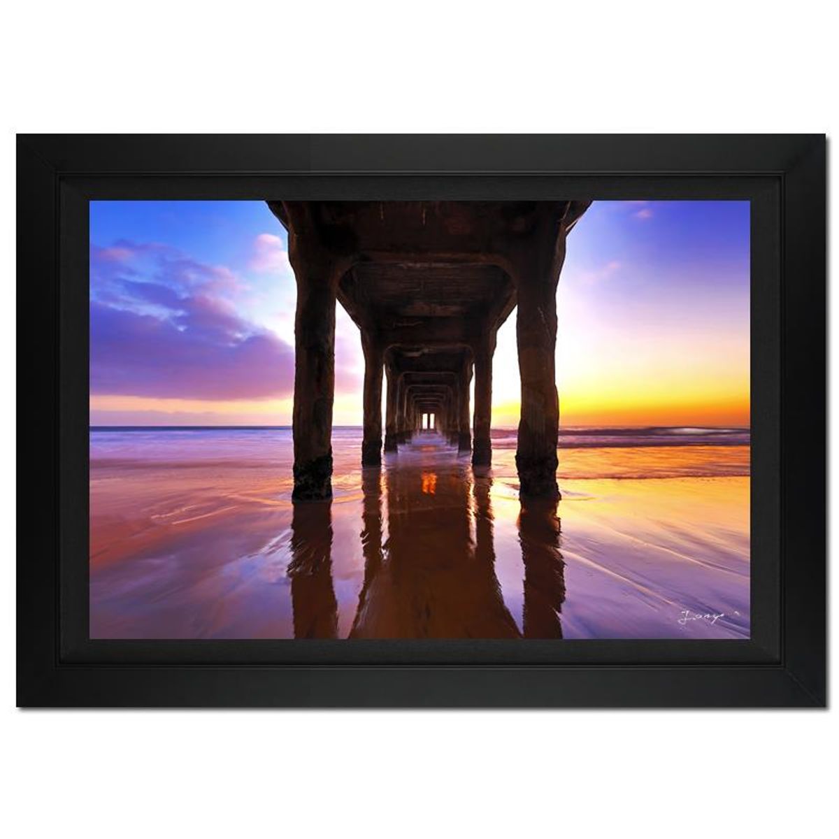 Jongas, "Pier Blossom" Framed Limited Edition Photograph on Canvas, Numbered and Hand Signed with Letter of Authenticity.