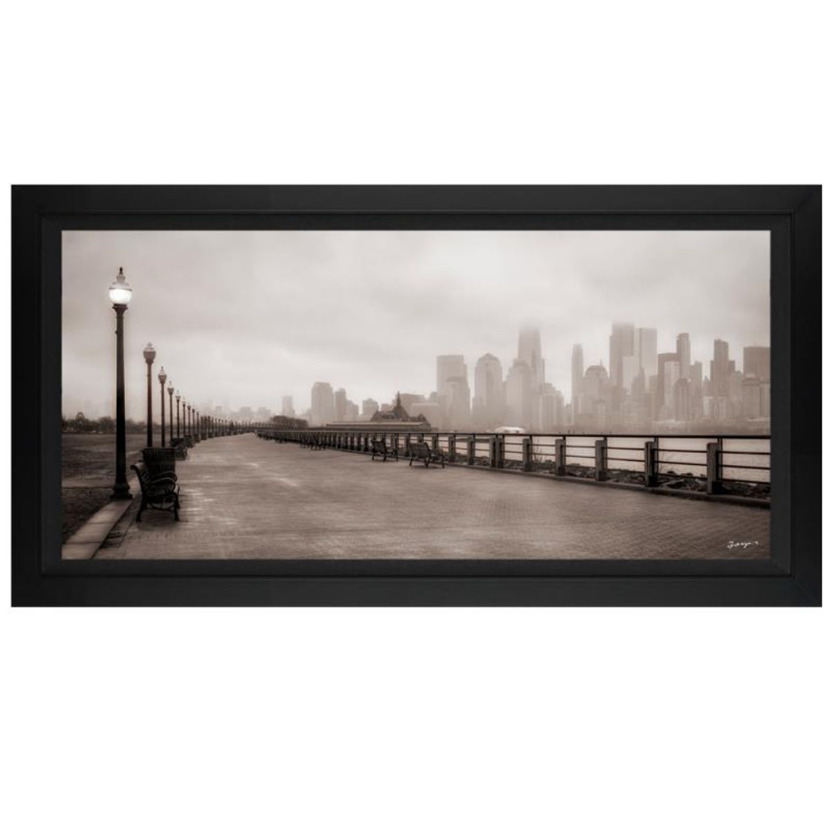 Jongas, "City Fog" Framed Limited Edition on Canvas, Numbered and Hand Signed with Letter of Authenticity.