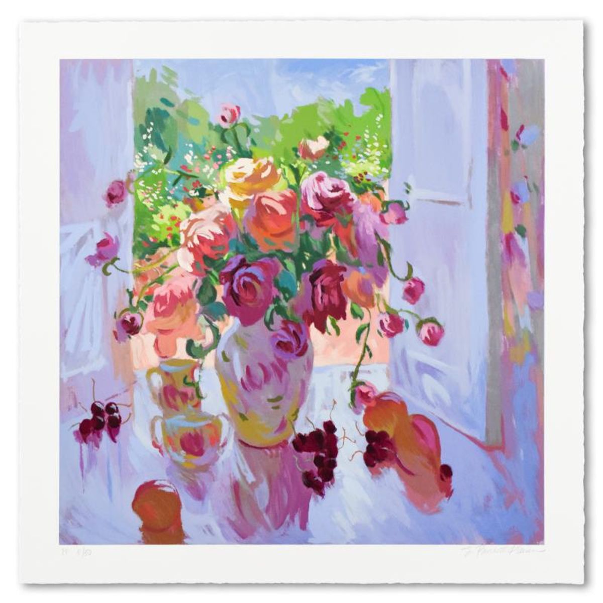 S. Burkett Kaiser, "Bouquet With Cherries" Limited Edition, Numbered and Hand Signed with Letter of Authenticity.