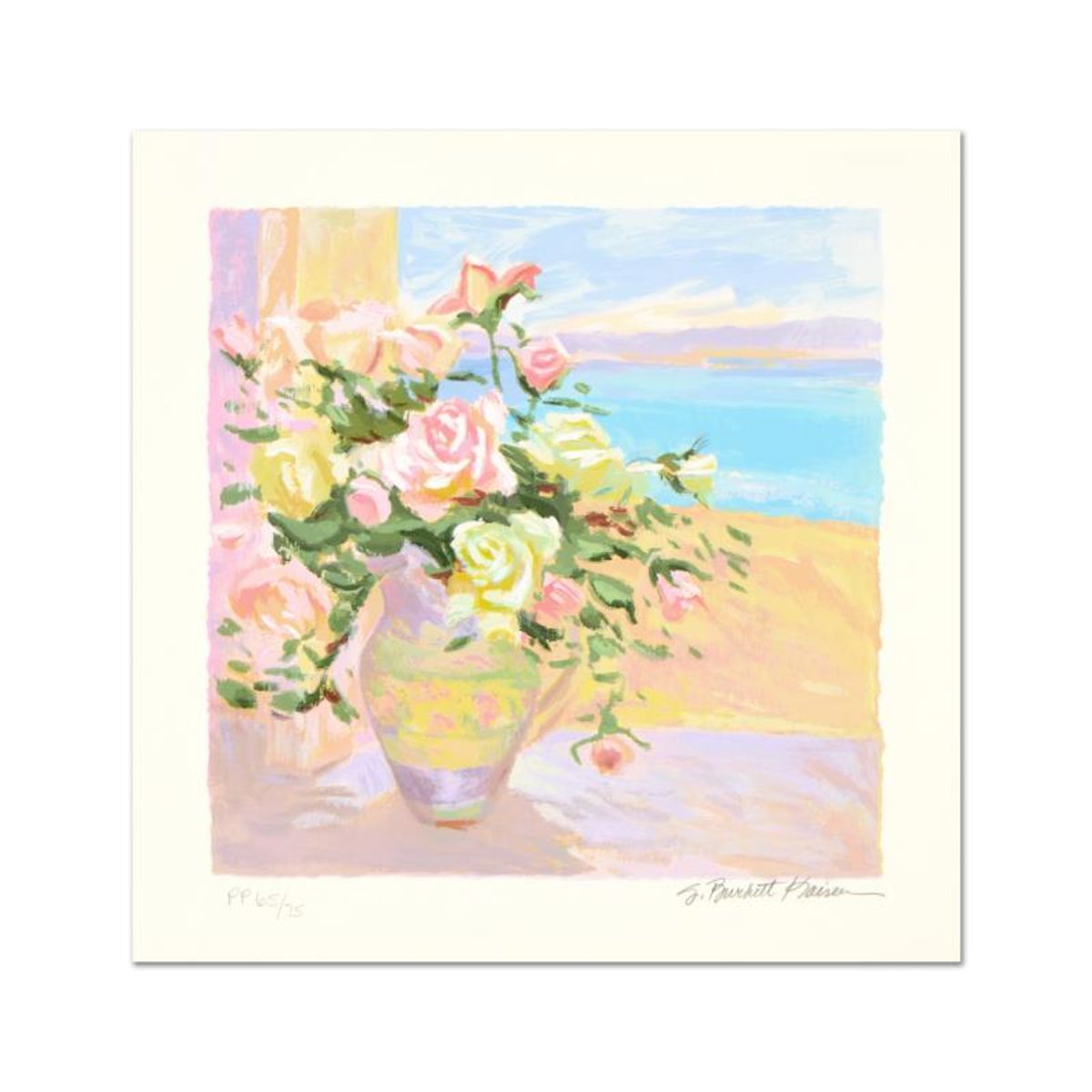 S. Burkett Kaiser, "Seaside Roses" Limited Edition, Numbered and Hand Signed with Letter of Authenticity.