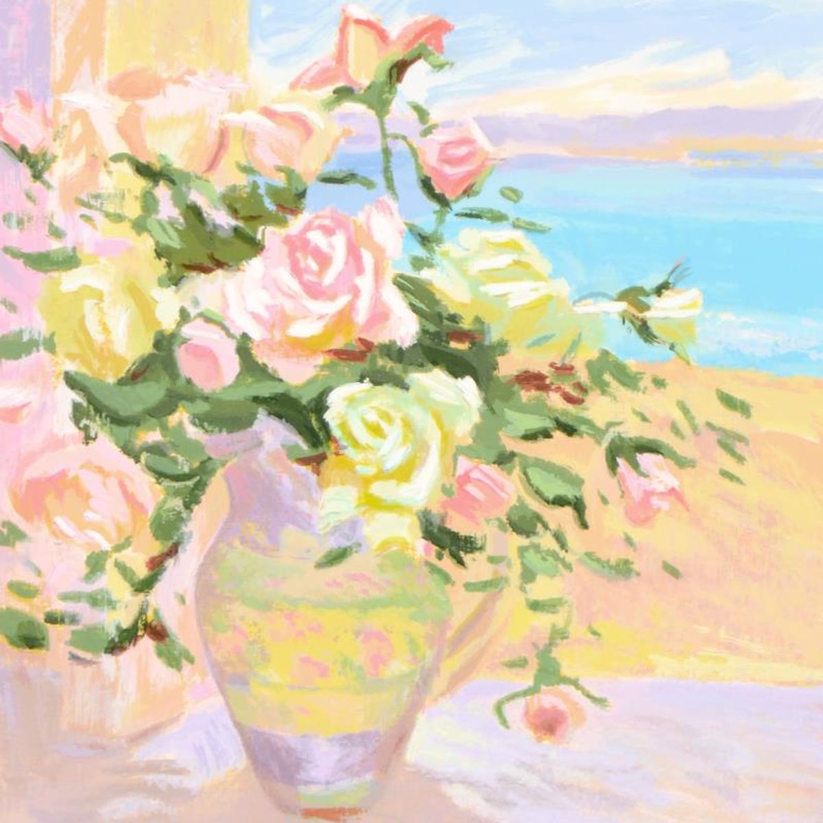 S. Burkett Kaiser, "Seaside Roses" Limited Edition, Numbered and Hand Signed with Letter of Authenticity.