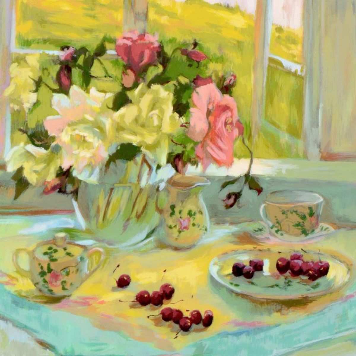 S. Burkett Kaiser, "Spring Roses" Limited Edition, Numbered and Hand Signed with Letter of Authenticity.