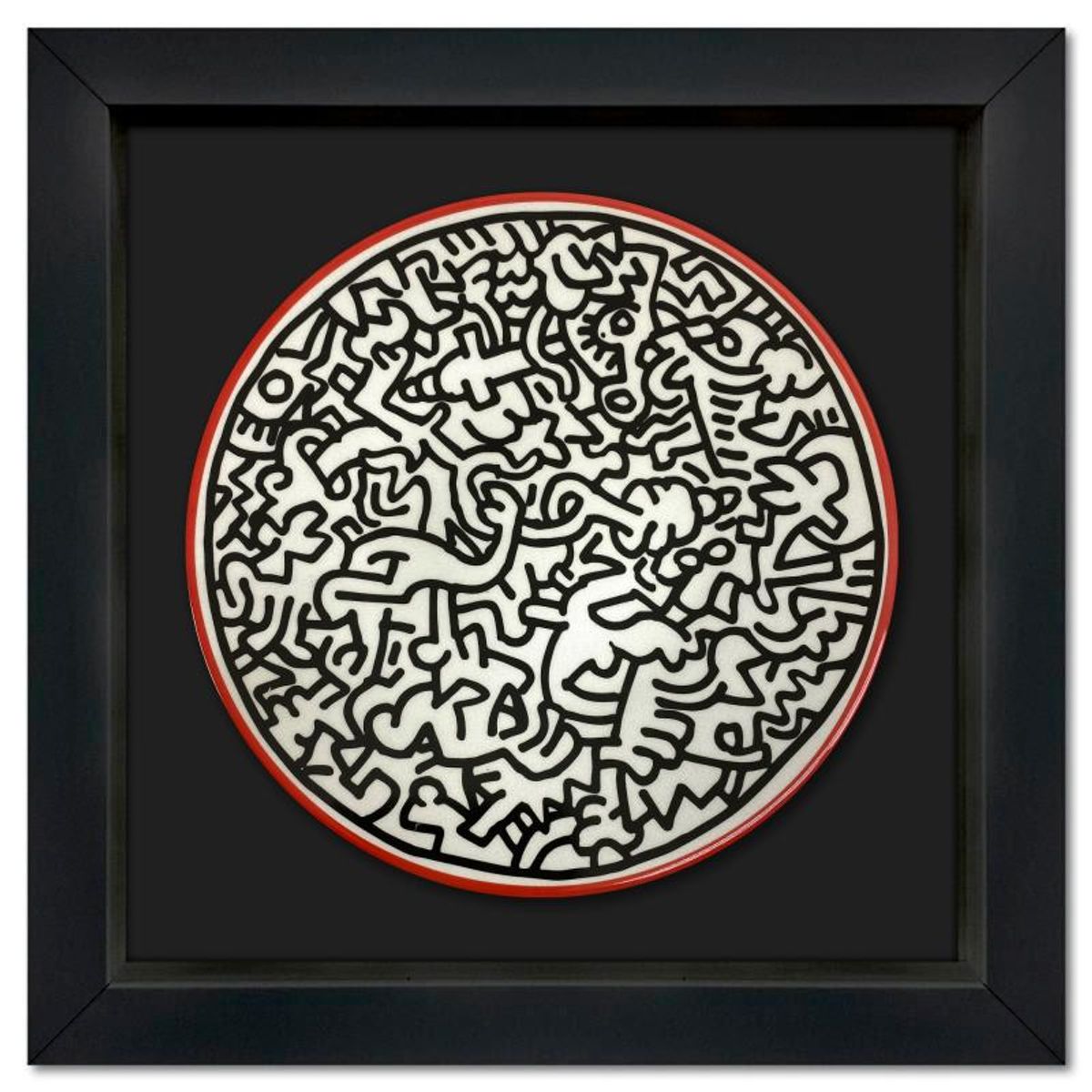 Keith Haring (1958-1990), "Pattern" Framed Limoges Porcelain Plate.