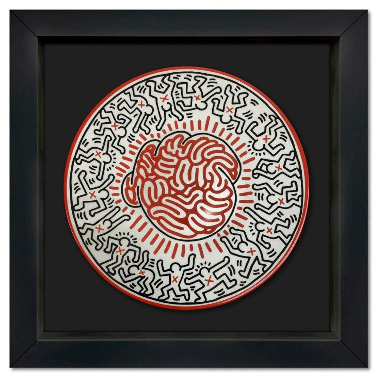 Keith Haring (1958-1990), "Brain" Framed Limoges Porcelain Plate.