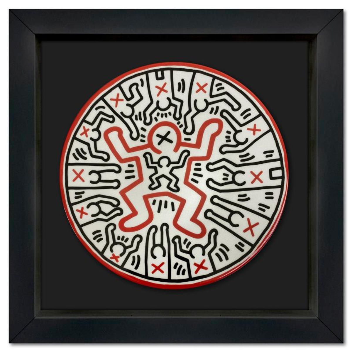 Keith Haring (1958-1990), "Enfant" Framed Limoges Porcelain Plate.