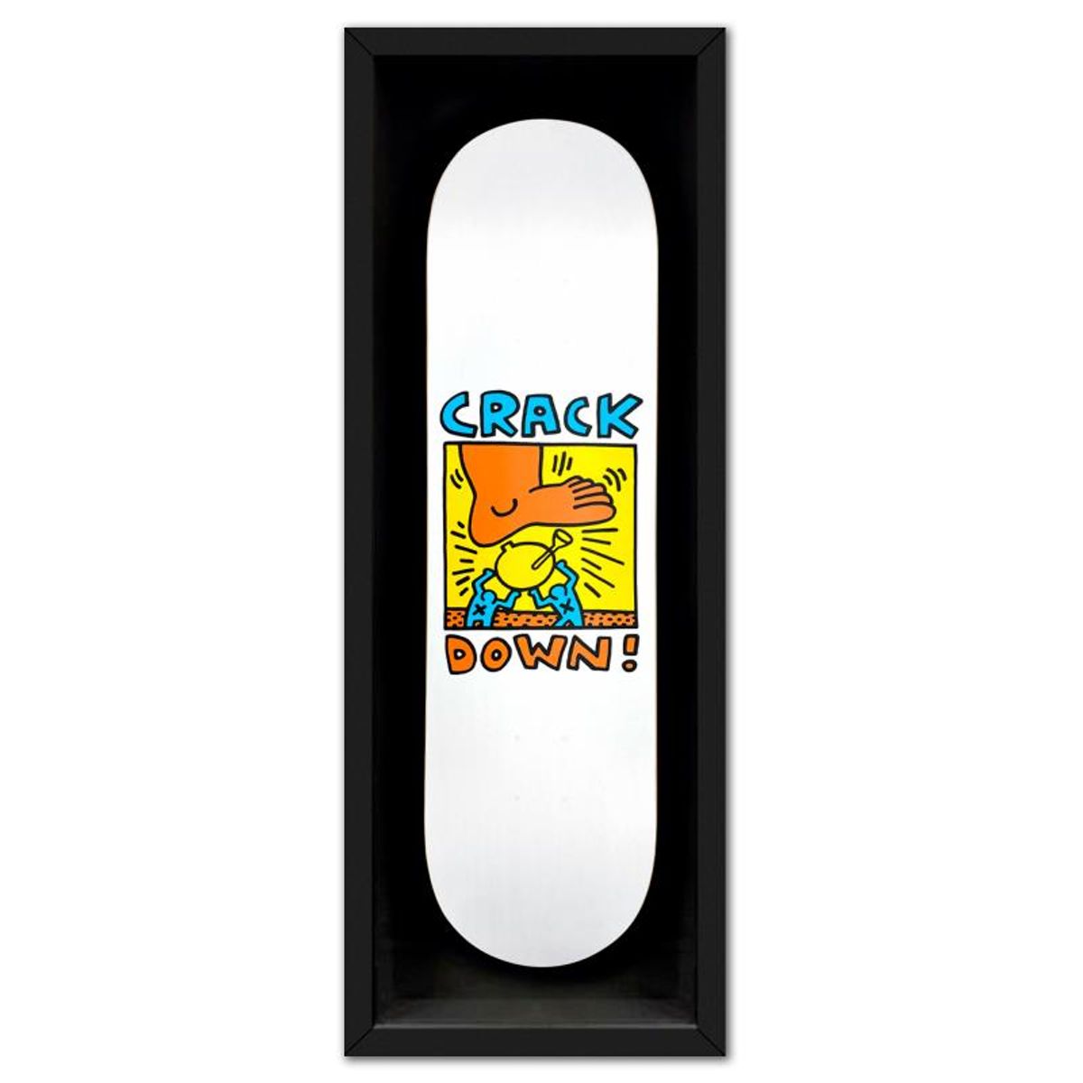 Keith Haring (1958-1990), "Crack Down" Framed Skateboard, Plate Signed with Letter of Authenticity.