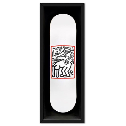 Keith Haring (1958-1990), "Fight AIDS" Framed Skateboard, Plate Signed with Letter of Authenticity.