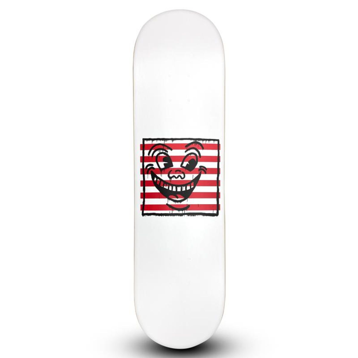 Keith Haring (1958-1990), "Untitled (Smile On Stripes)" Skateboard, Plate Signed with Letter of Authenticity.