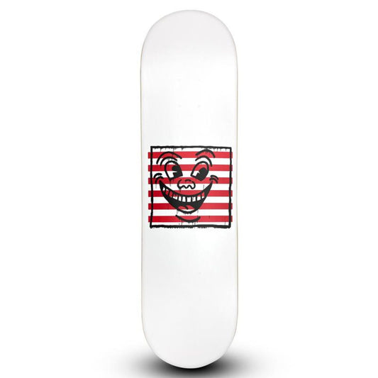 Keith Haring (1958-1990), "Untitled (Smile On Stripes)" Skateboard, Plate Signed with Letter of Authenticity.