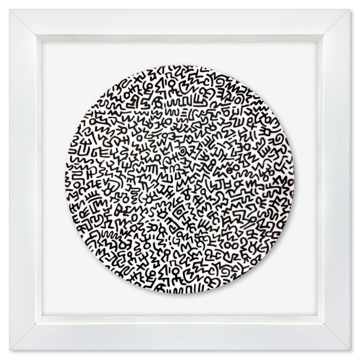 Keith Haring (1958-1990), "Black Pattern" Framed Limoges Porcelain Plate.