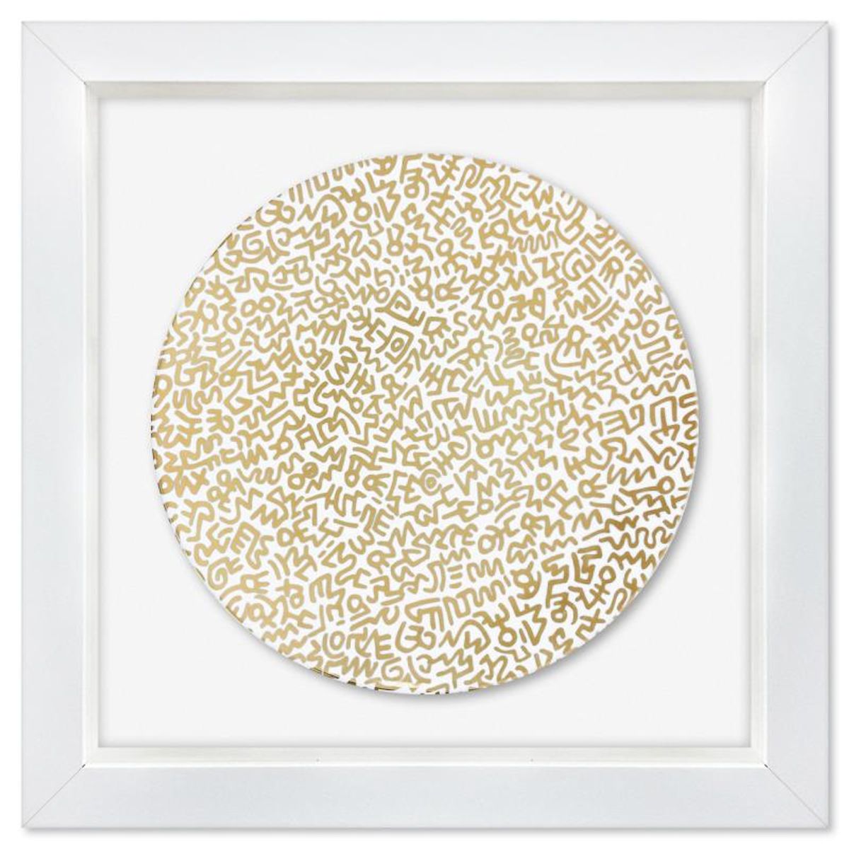Keith Haring (1958-1990), "Gold Pattern" Framed Limoges Porcelain Plate.