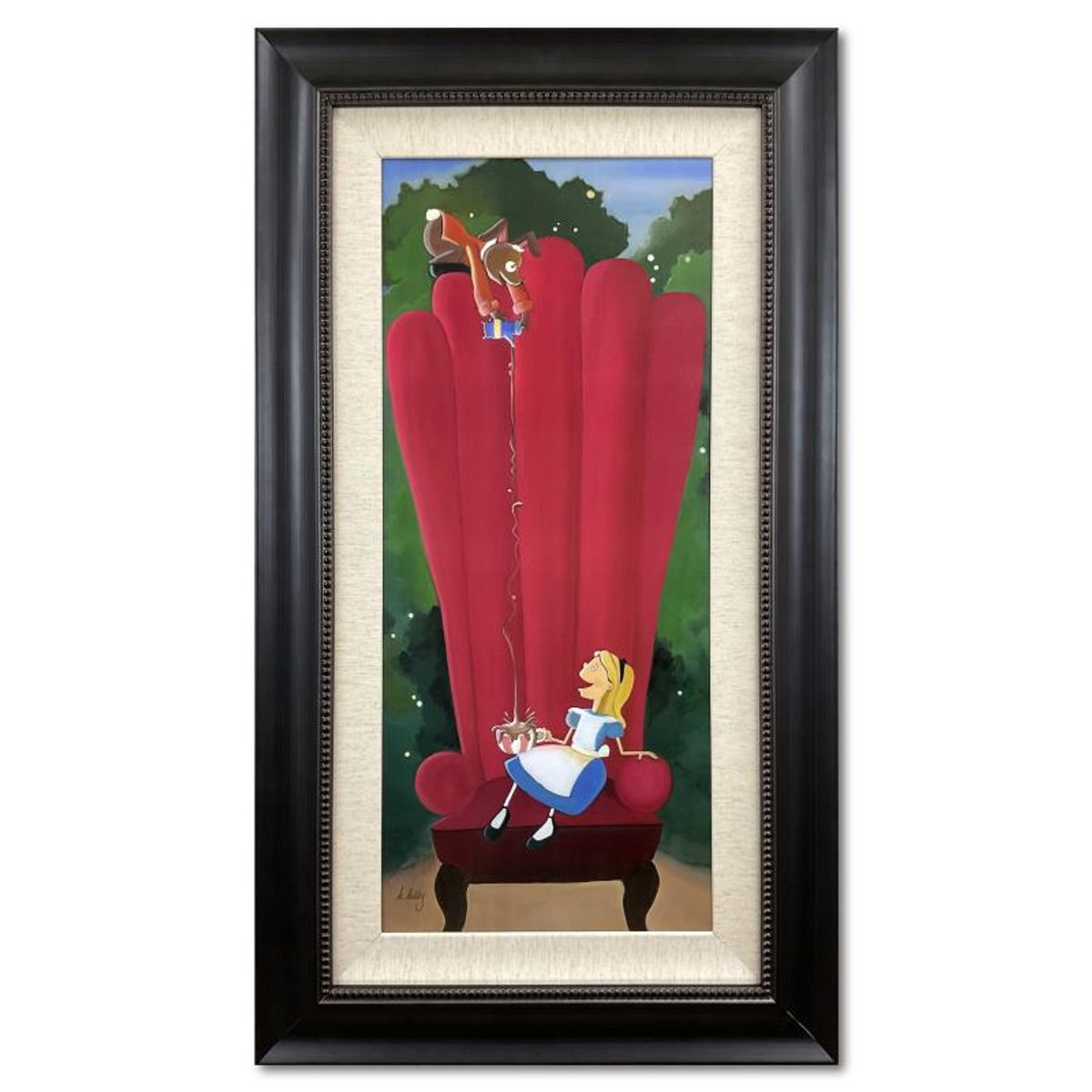 Katie Kelly, "Alice in the Big Chair" Framed Limited Edition on Canvas from Disney Fine Art, Numbered and Hand Signed with Letter of Authenticity