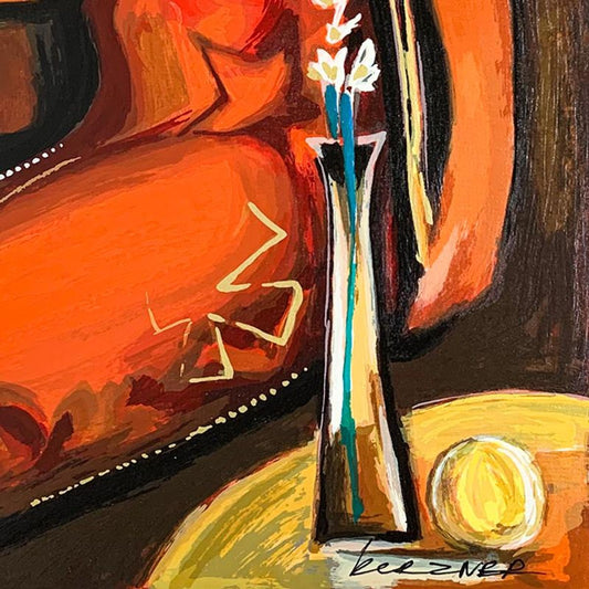 Michael Kerzner, "The Violinist" Hand Signed Limited Edition Serigraph on Paper with Letter of Authenticity.