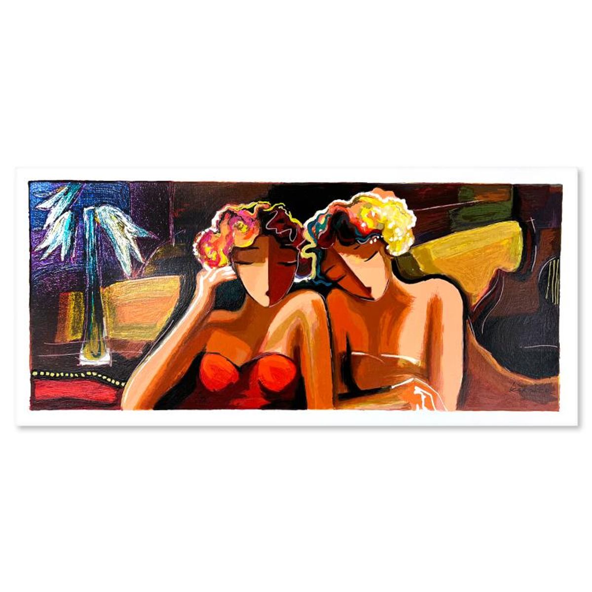 Michael Kerzner, "Sisters" Hand Signed Limited Edition Serigraph on Paper with Letter of Authenticity.