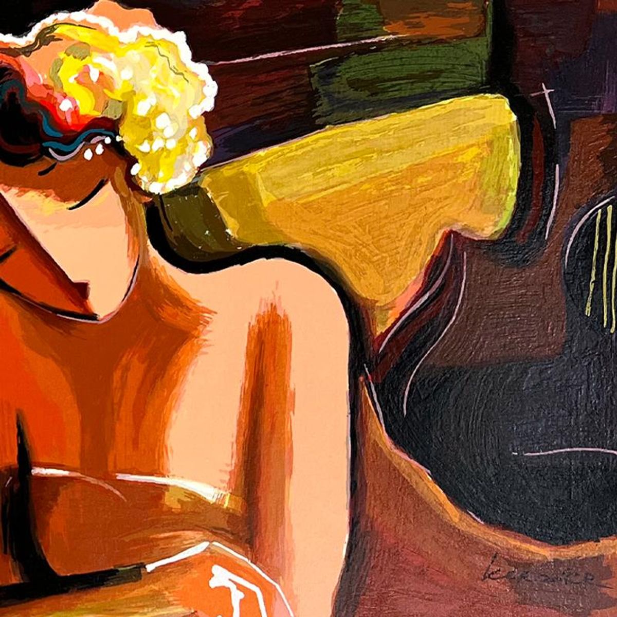 Michael Kerzner, "Sisters" Hand Signed Limited Edition Serigraph on Paper with Letter of Authenticity.