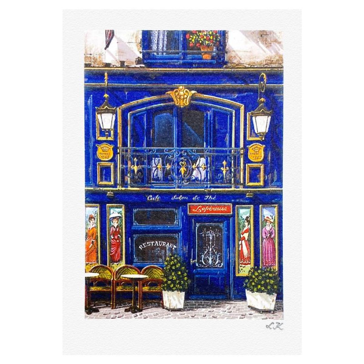 Liudmila Kondakova, "Cafe Salon de The" Limited Edition Lithograph, Numbered and Hand Signed with Letter of Authenticity