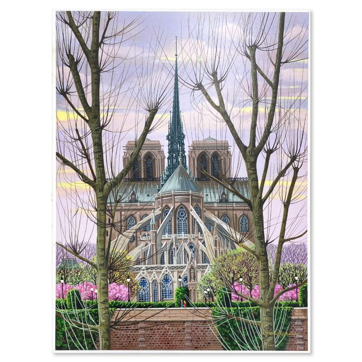 Liudmila Kondakova, "Cathedral Notre-Dame (Toujours Paris)" Limited Edition Serigraph on Gesso Board, Numbered and Hand Signed with Letter of Authenticity
