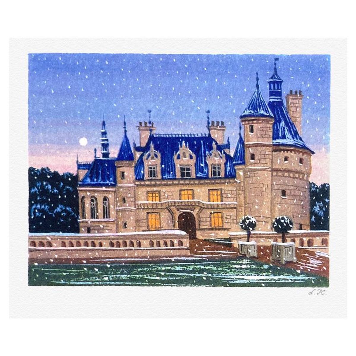 Liudmila Kondakova, "Chateau de la Loire" Limited Edition Lithograph, Numbered and Hand Signed with Letter of Authenticity