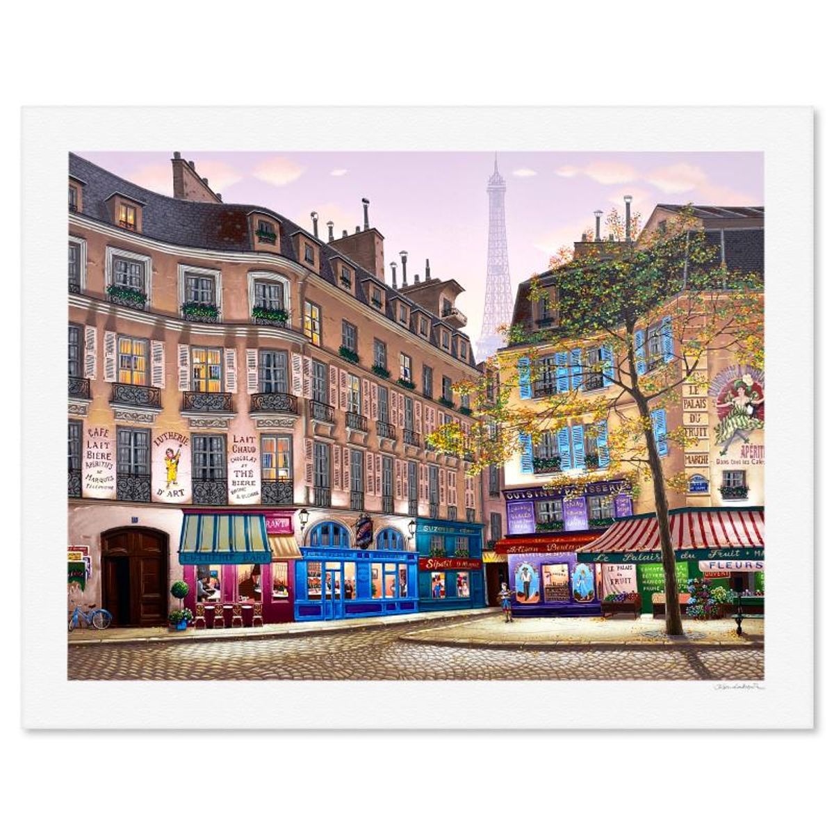 Liudmila Kondakova, "Eiffel Tower at Dawn" Limited Edition Serigraph, Numbered and Hand Signed with Certificate of Authenticity