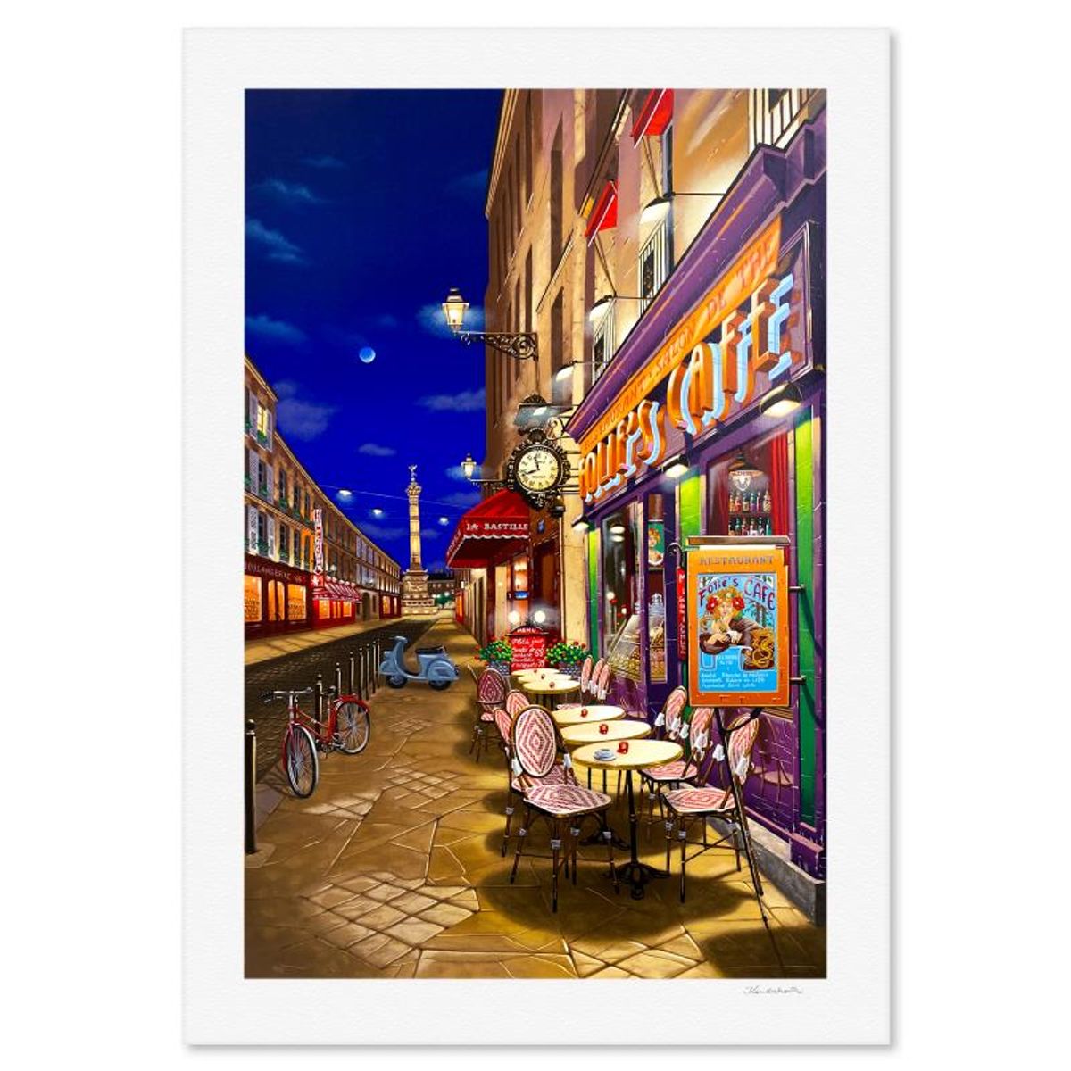 Liudmila Kondakova, "Folie's Cafe" Limited Edition Serigraph, Numbered and Hand Signed with Letter of Authenticity