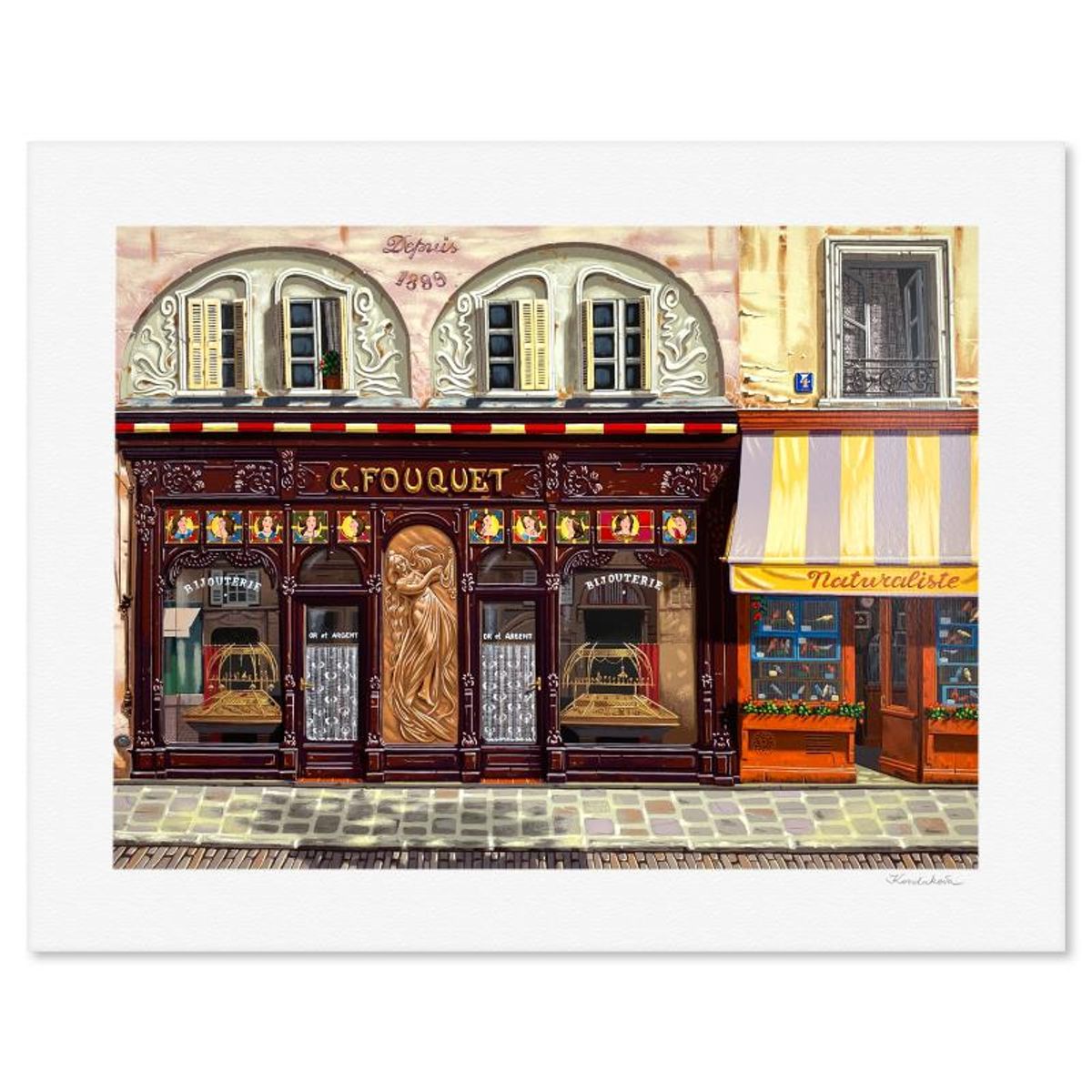 Liudmila Kondakova, "Homage to Mucha (Sidewalks of Paris)" Limited Edition Serigraph, Numbered and Hand Signed with Letter of Authenticity