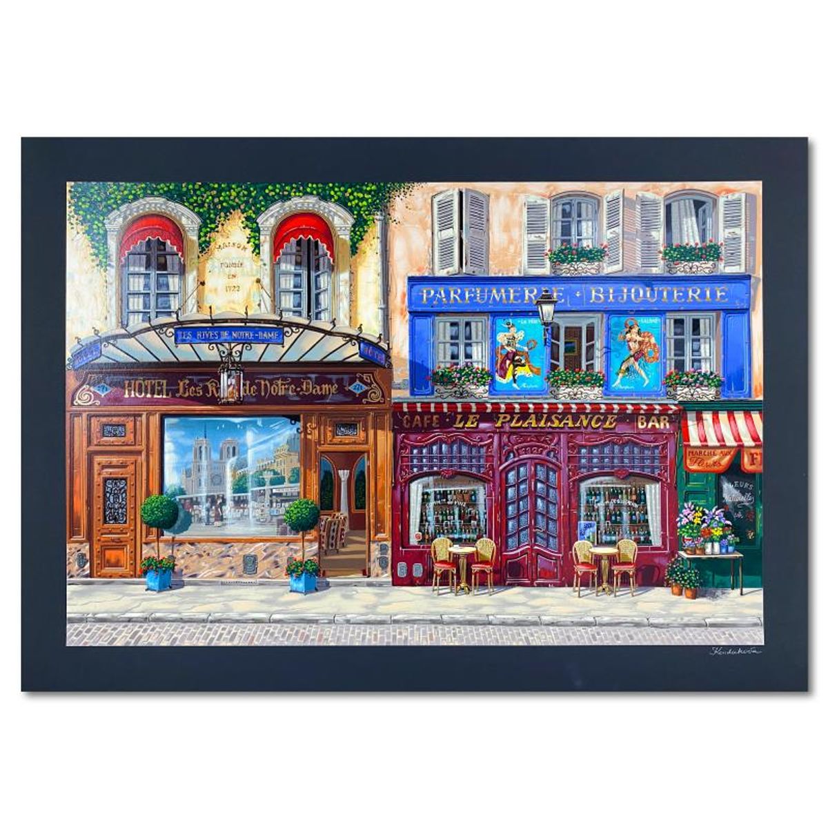 Liudmila Kondakova, "Les Rives de Notre Dame" Limited Edition Serigraph, Numbered and Hand Signed with Certificate of Authenticity