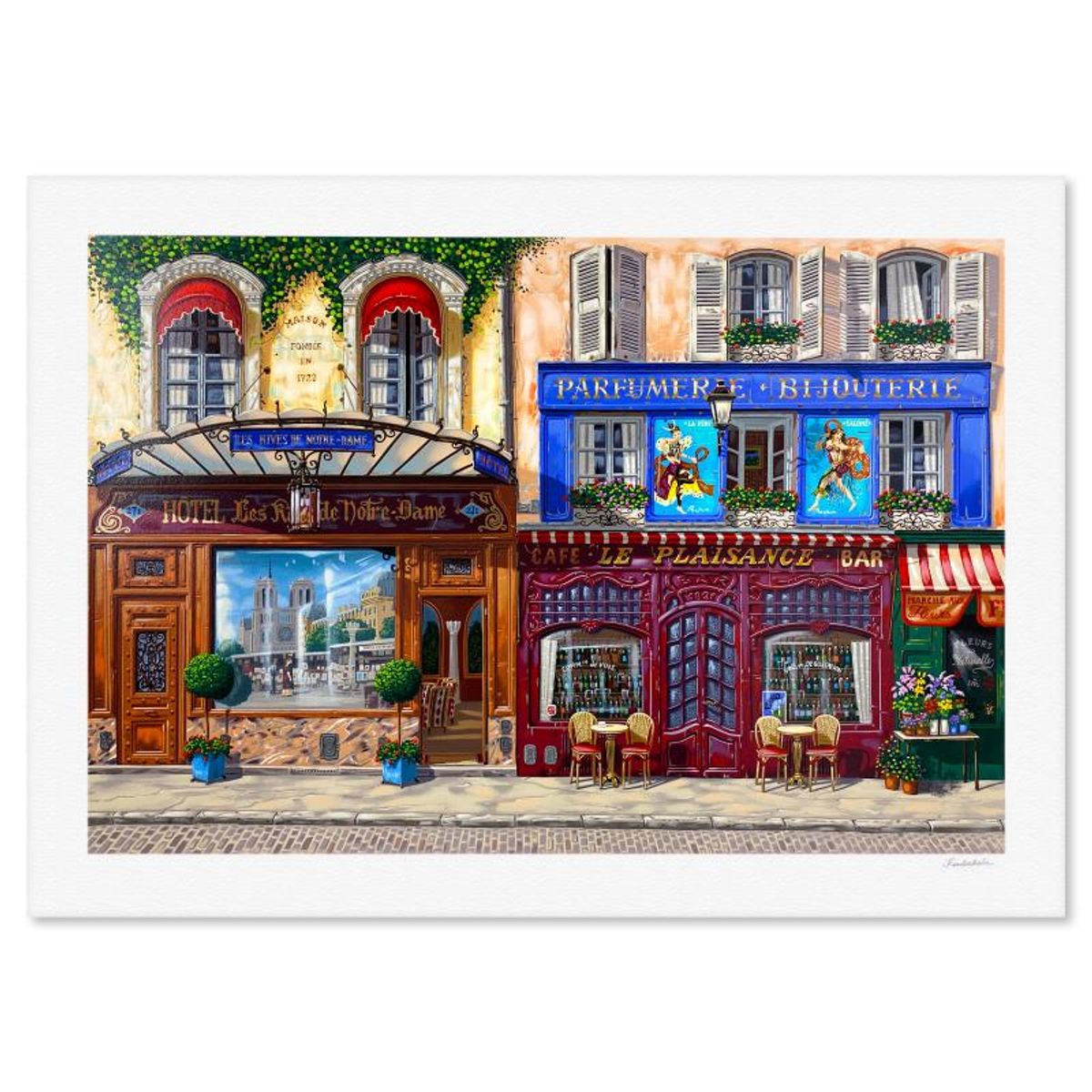 Liudmila Kondakova, "Les Rives de Notre Dame" Limited Edition Serigraph, Numbered and Hand Signed with Letter of Authenticity