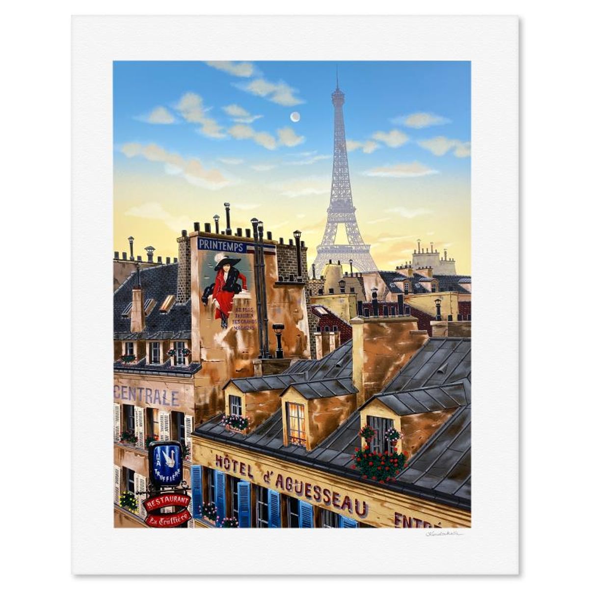 Liudmila Kondakova, "Paris Morning (Rooftops of Paris)" Limited Edition Serigraph, Numbered and Hand Signed with Letter of Authenticity