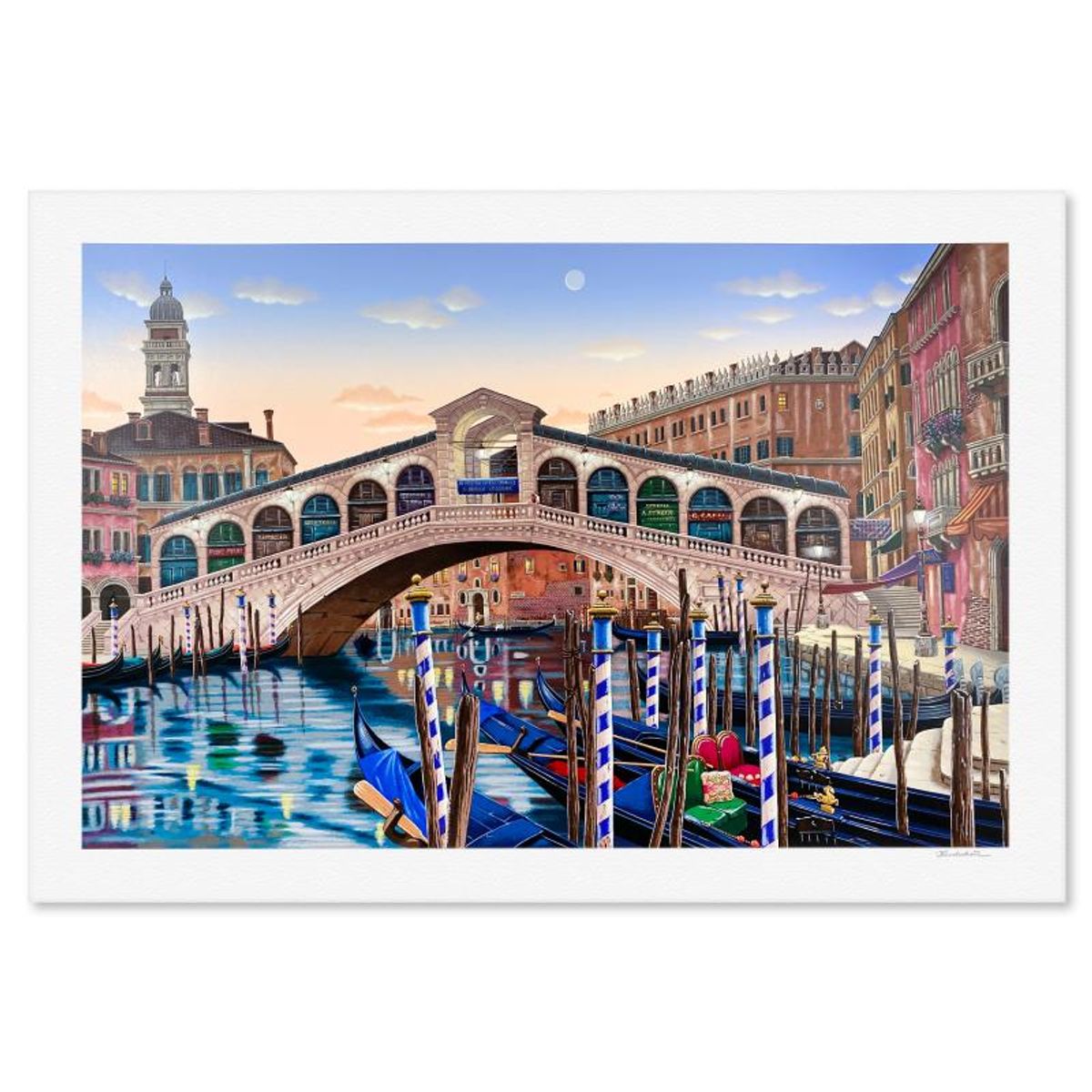 Liudmila Kondakova, "Rialto Bridge at Sunset" Limited Edition Serigraph, Numbered and Hand Signed with Certificate of Authenticity