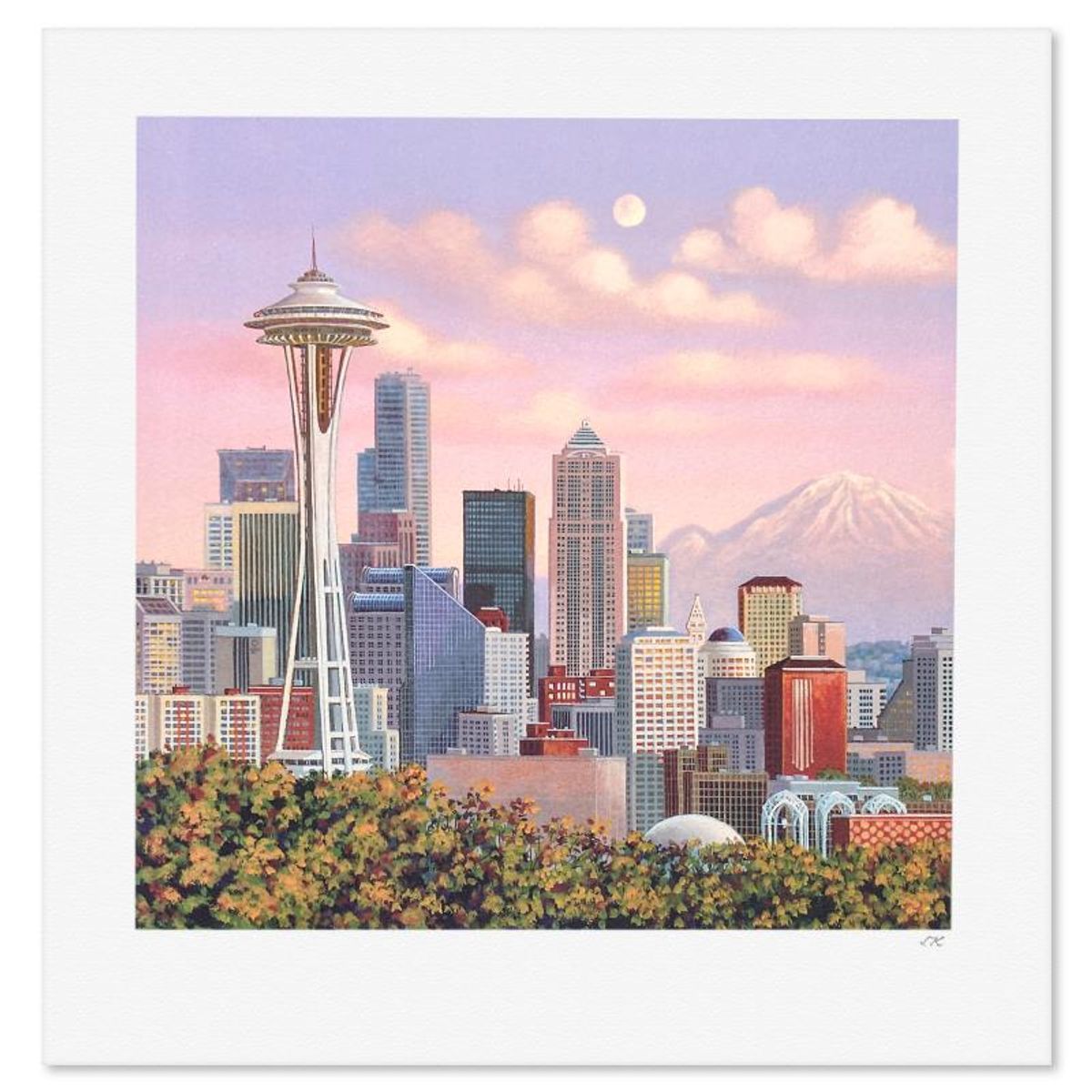 Liudmila Kondakova, "Seattle Skyline" Limited Edition Lithograph, Numbered and Hand Signed with Certificate of Authenticity