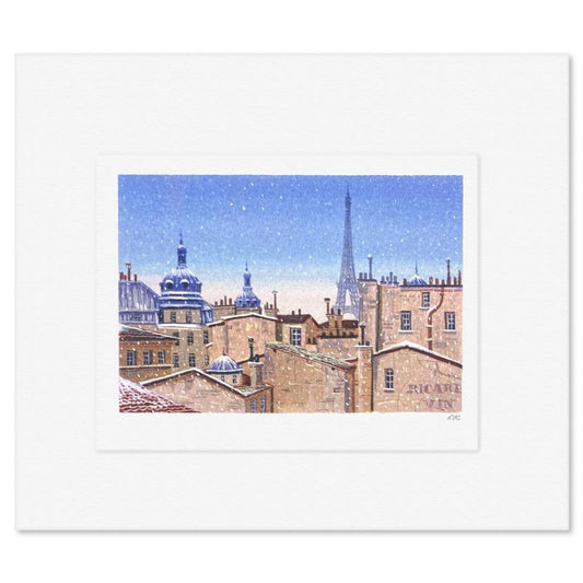 Liudmila Kondakova, "Snowfall in Paris" Limited Edition Lithograph, Numbered and Hand Signed with Letter of Authenticity