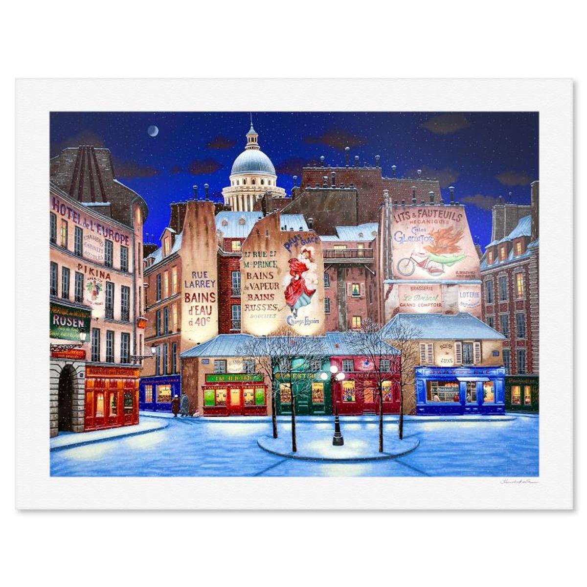 Liudmila Kondakova, "Winter in Paris" Limited Edition Serigraph, Numbered and Hand Signed with Certificate of Authenticity