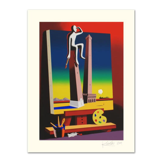 Mark Kostabi, "Loophole With A View" Limited Edition Serigraph, Numbered and Hand Signed with Certificate.