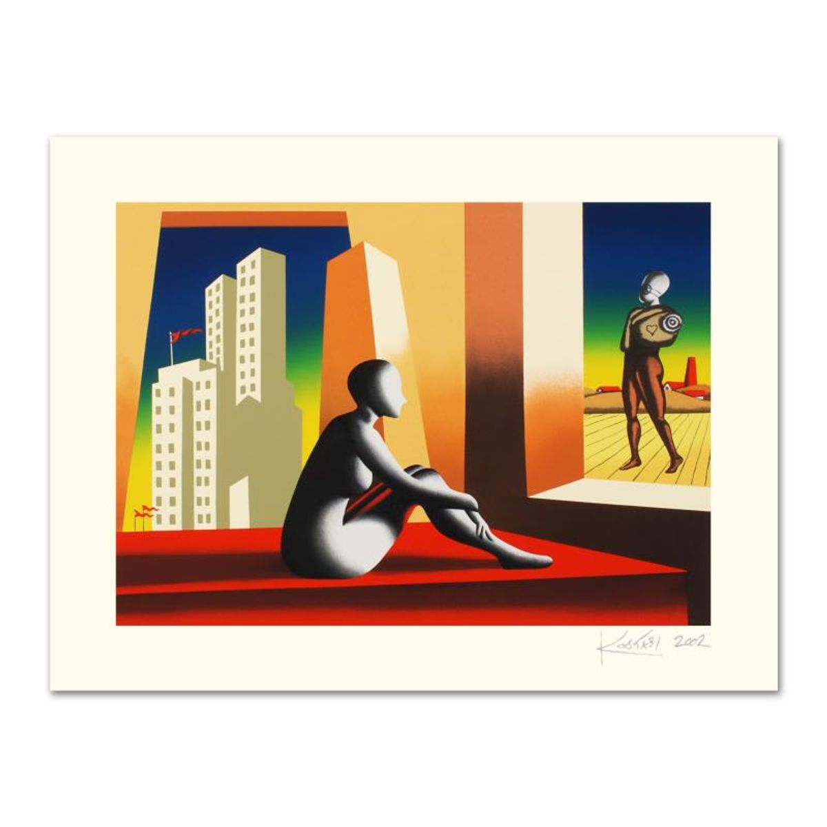Mark Kostabi, "Windows Of Opportunity" Limited Edition Serigraph, Numbered and Hand Signed with Certificate.