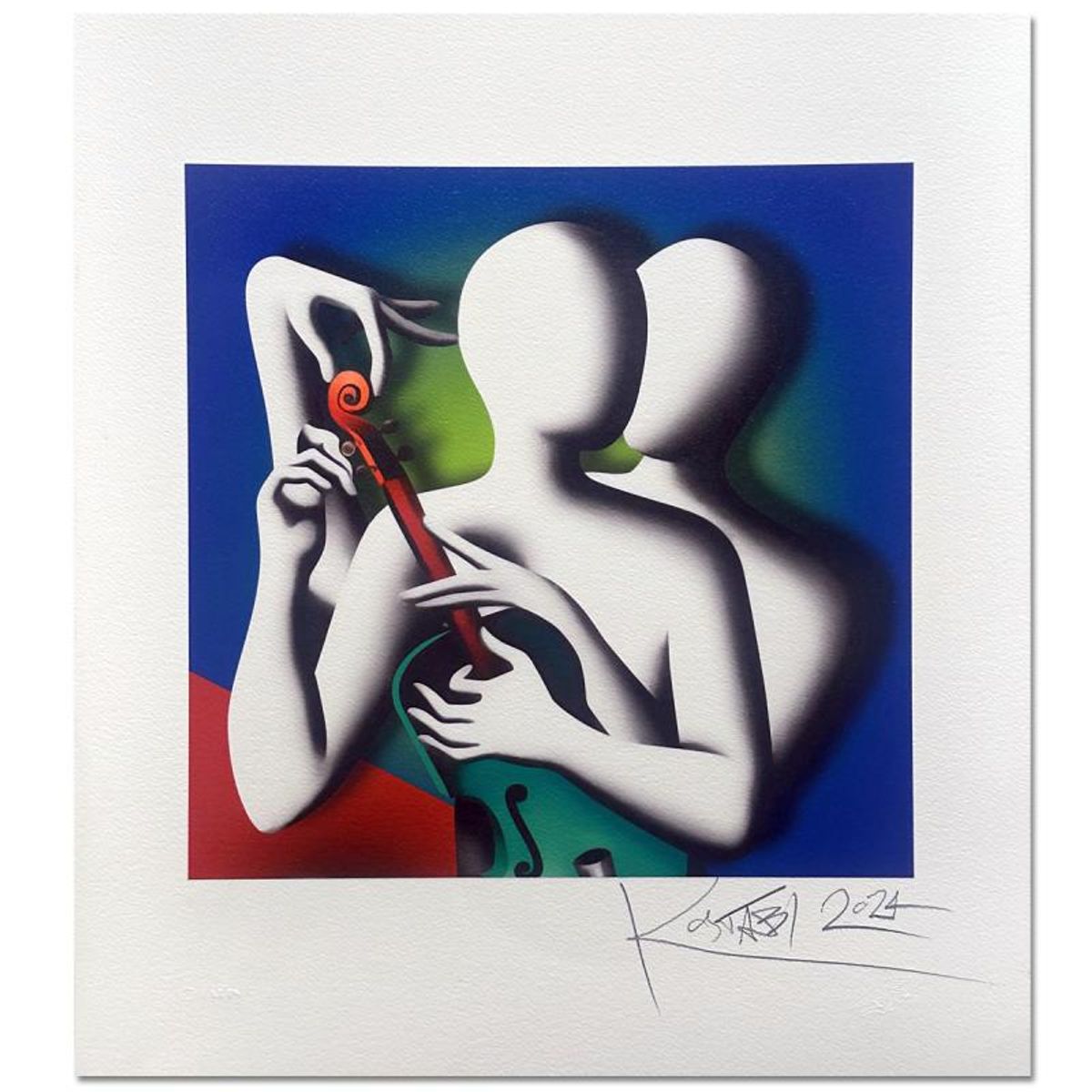 Mark Kostabi, "Harmony in Motion" Hand Signed Limited Edition with Certificate of Authenticity.