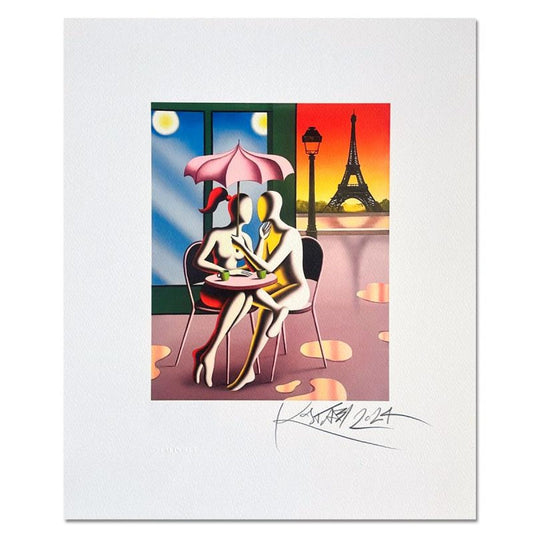 Mark Kostabi, "Café Mon Amour" Hand Signed Limited Edition with Certificate of Authenticity.