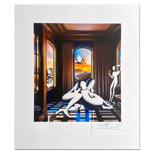 Mark Kostabi, "Moments of Love" Hand Signed Limited Edition Serigraph with Certificate of Authenticity.