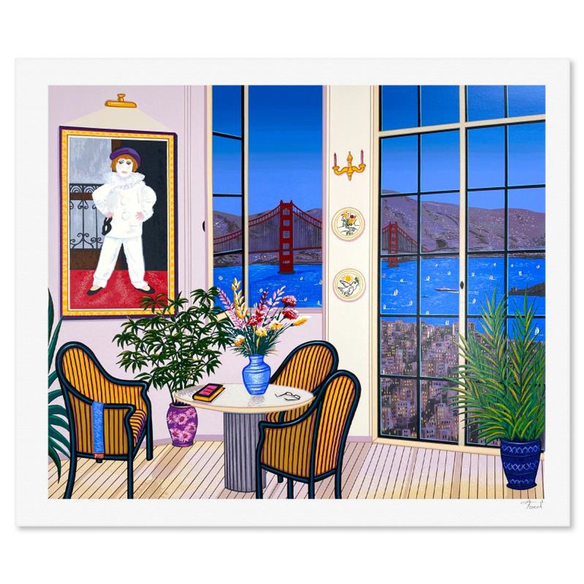 Fanch Ledan, "Penthouse Over the Bay" Limited Edition Serigraph, AP Numbered and Hand Signed with Letter of Authenticity
