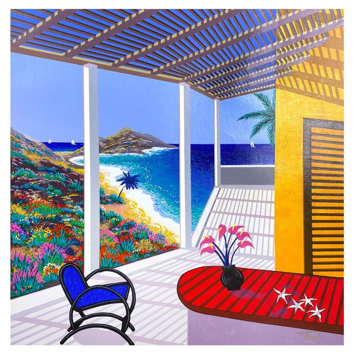 Fanch Ledan, "Lumiere D'Azur" Limited Edition Serigraph on Canvas, AP Numbered Inverso and Hand Signed with Letter of Authenticity