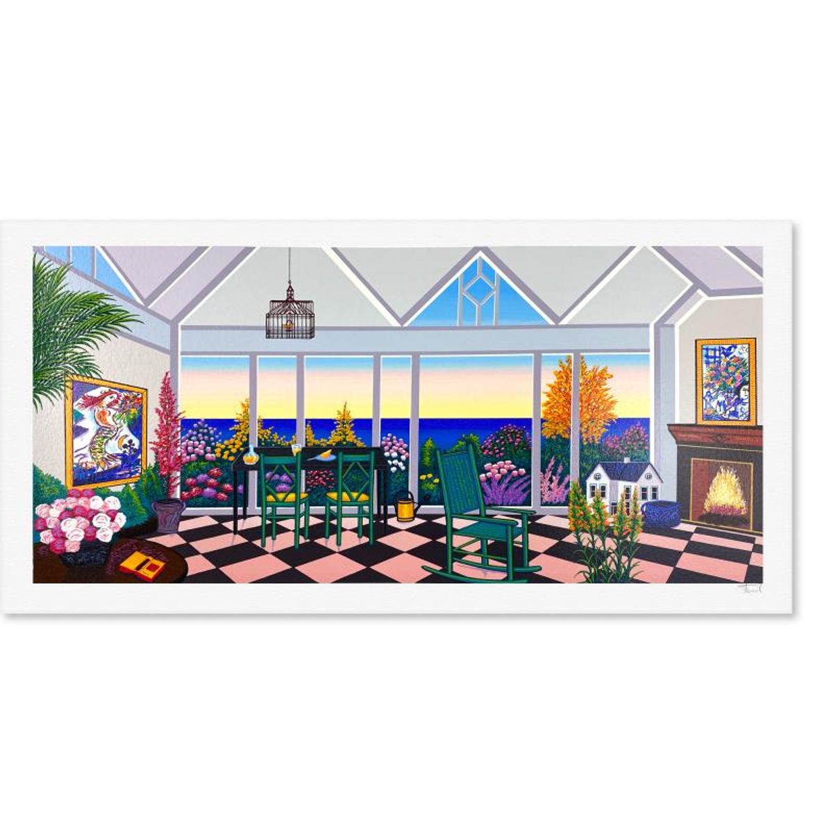 Fanch Ledan, "Interior with Two Chagall" Limited Edition Serigraph, AP Numbered and Hand Signed with Letter of Authenticity