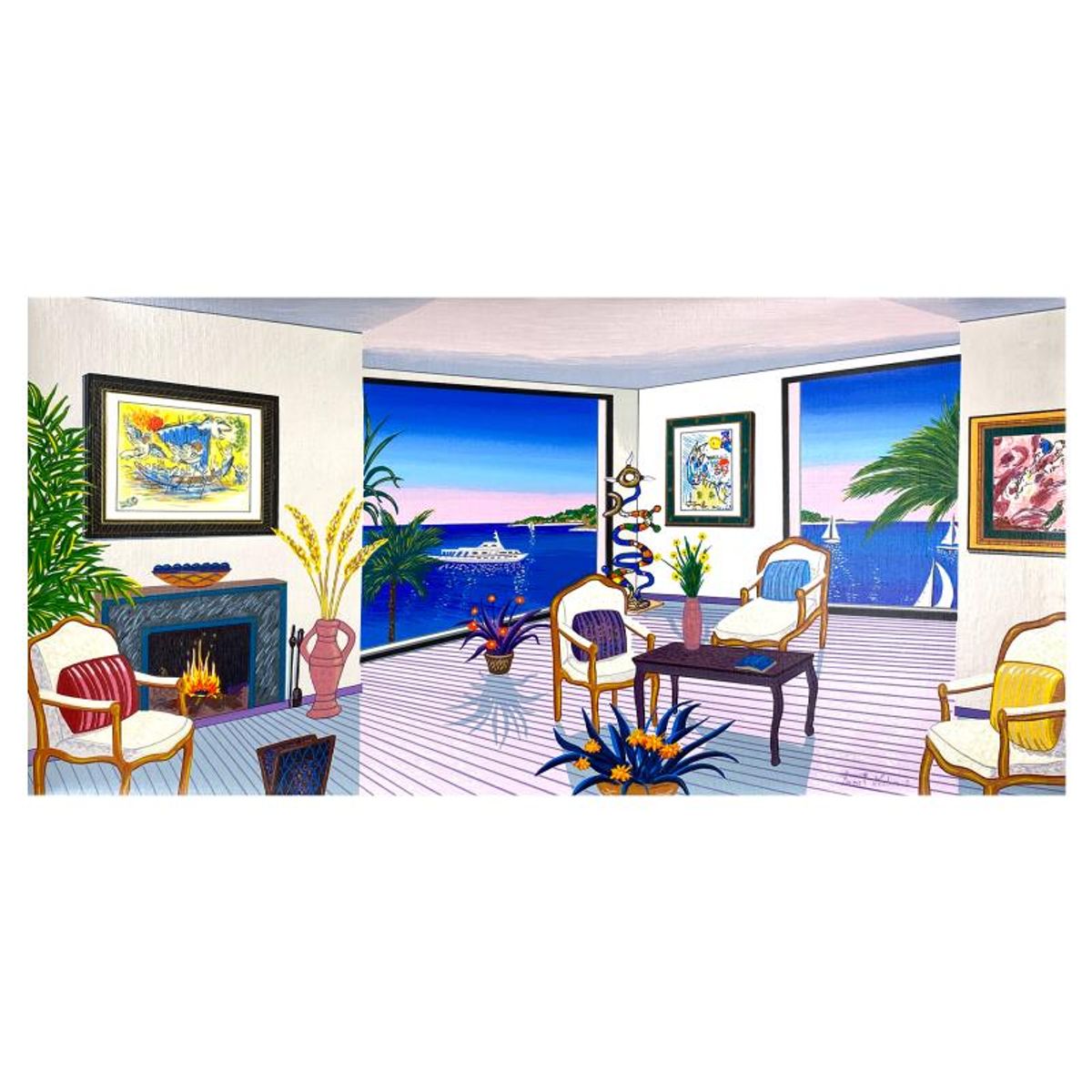 Fanch Ledan, "Chagall in the South" Limited Edition Serigraph on Canvas, AP Numbered Inverso and Hand Signed with Letter of Authenticity