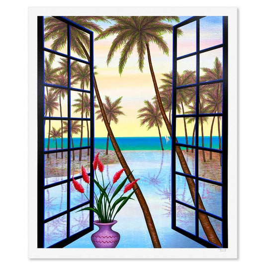 Fanch Ledan, "Window on Lagoon" Limited Edition Serigraph, AP Numbered and Hand Signed with Letter of Authenticity