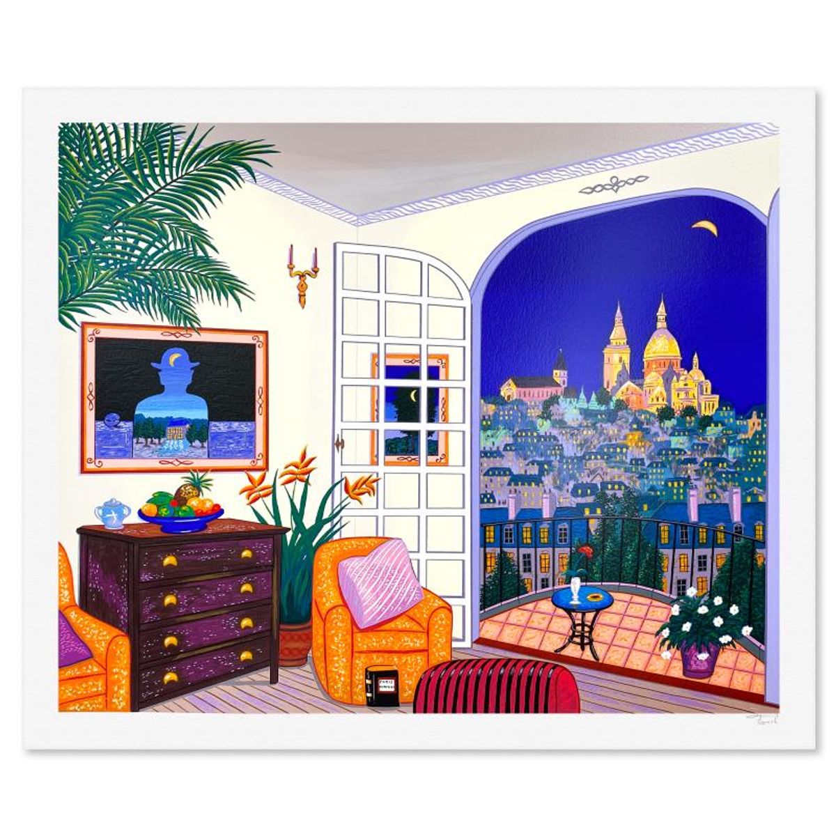 Fanch Ledan, "Interior with Magritte" Limited Edition Serigraph, AP Numbered and Hand Signed with Letter of Authenticity