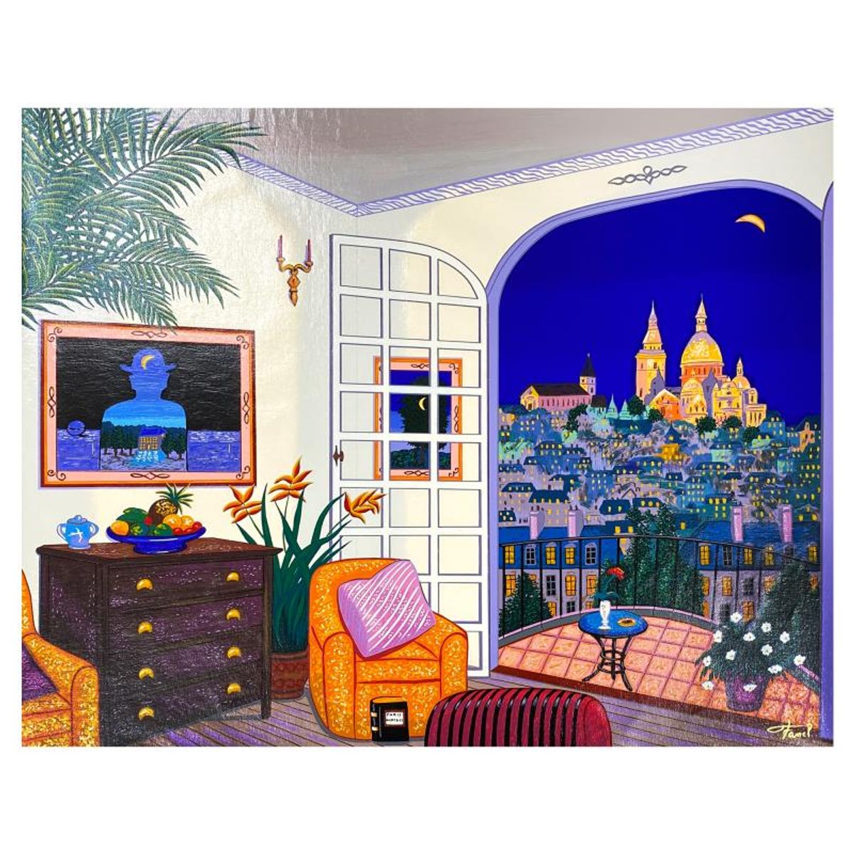 Fanch Ledan, "Interior with Magritte" Limited Edition Serigraph on Canvas, AP Numbered Inverso and Hand Signed with Letter of Authenticity